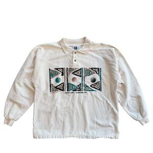 Vintage 90s 4Fun Originals Golf Long Sleeve Polo‎ Shirt State Line XL